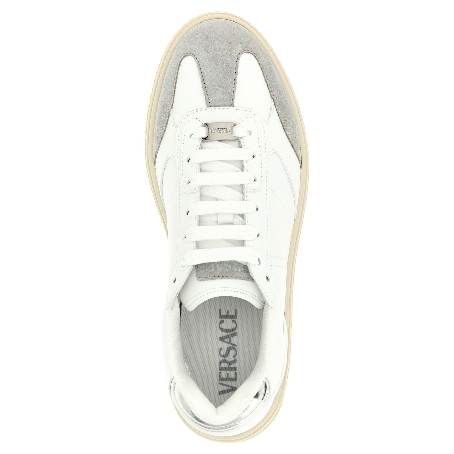 Versace White Calfskin Low Top Sneakers