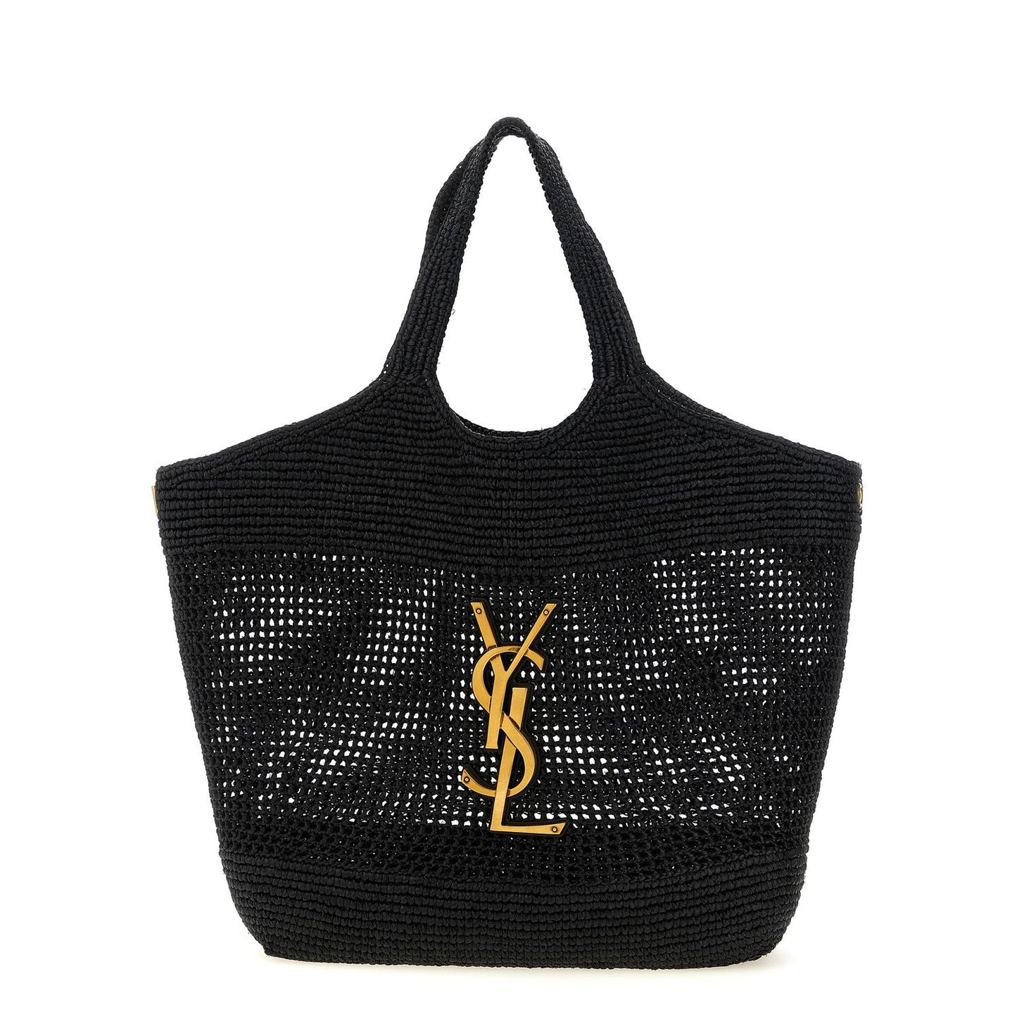 Saint Laurent Black Raffia Tote Bag