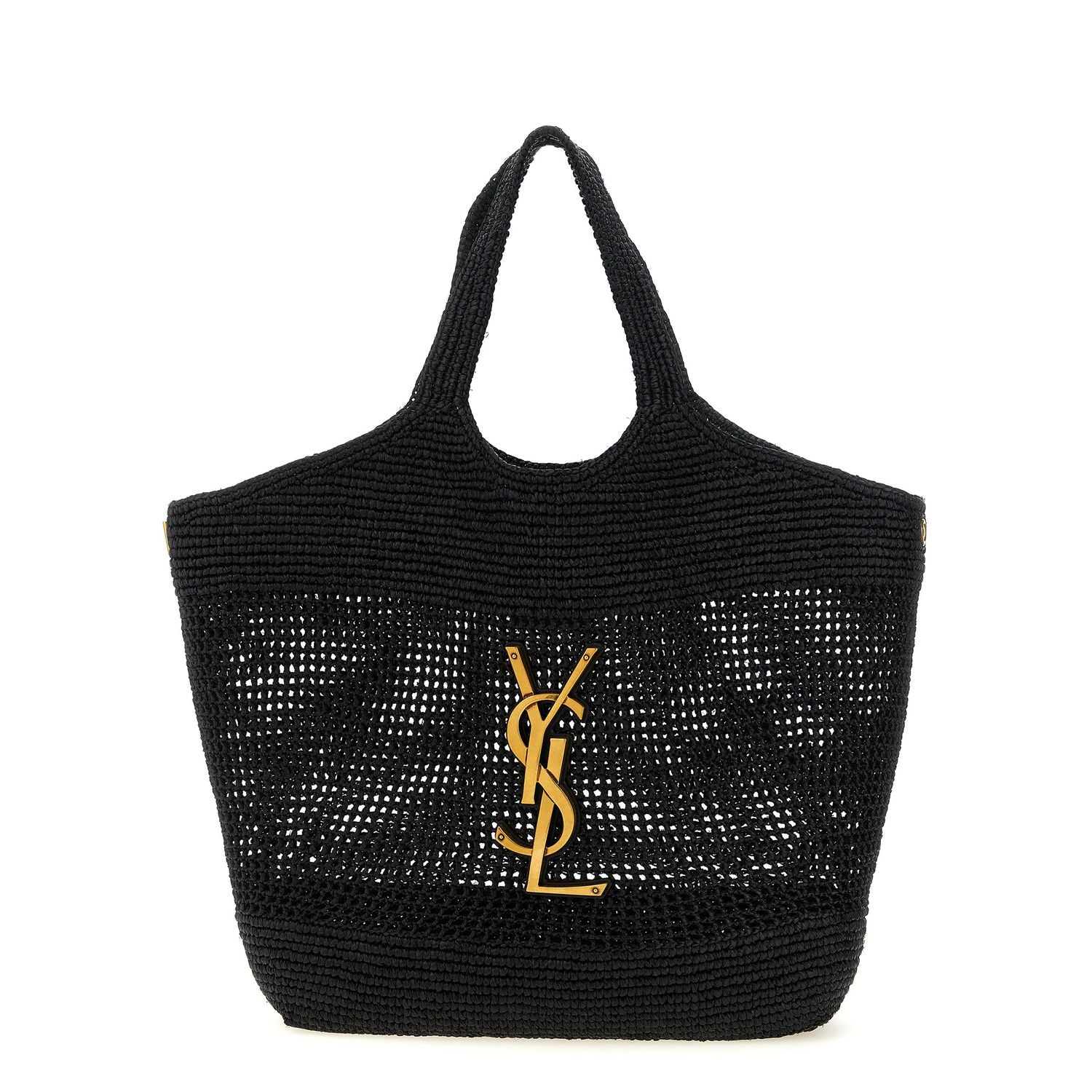 Saint Laurent Black Raffia Tote Bag