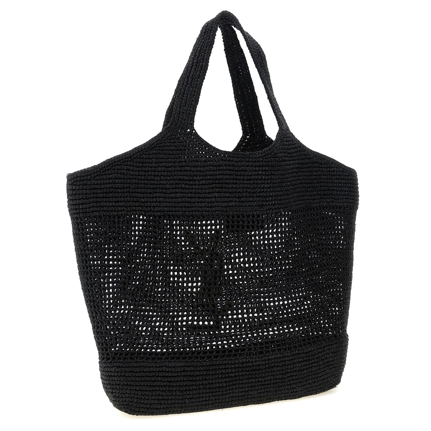 Saint Laurent Black Raffia Tote Bag