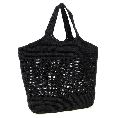 Saint Laurent Black Raffia Tote Bag