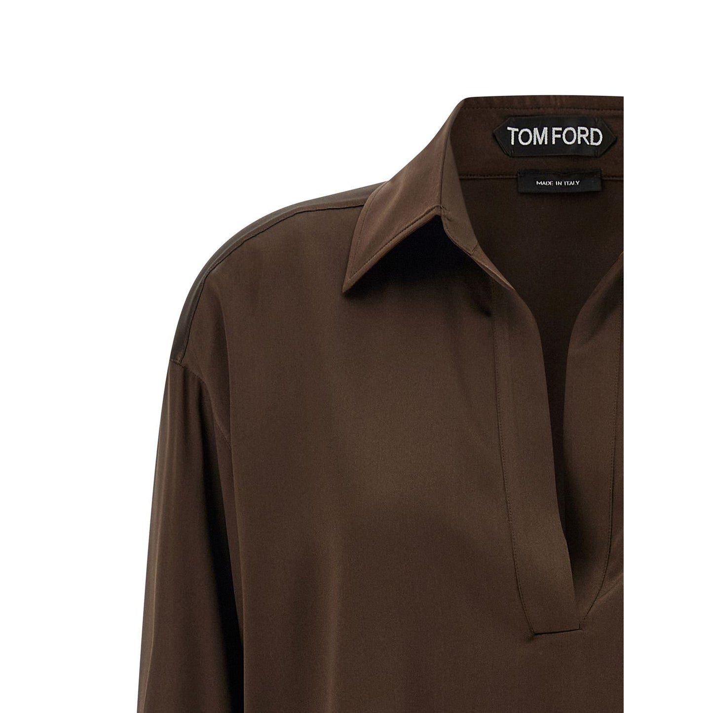 Tom Ford Brown Silk Polo Shirt