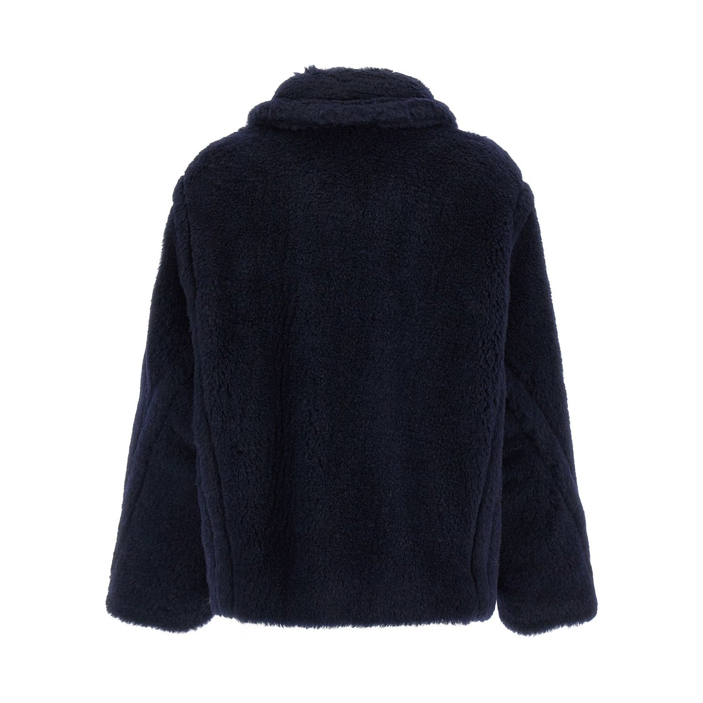 Max Mara Blue Alpaca Leather Coat