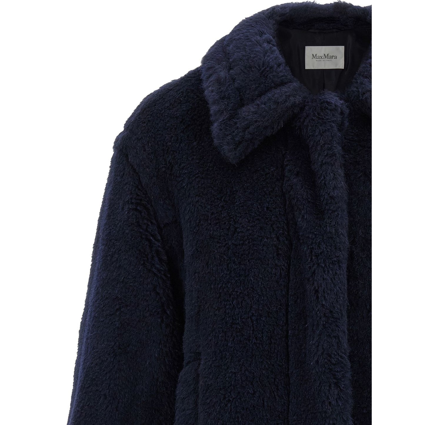 Max Mara Blue Alpaca Leather Coat