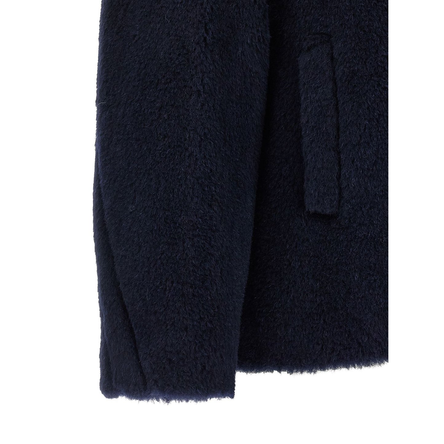Max Mara Blue Alpaca Leather Coat