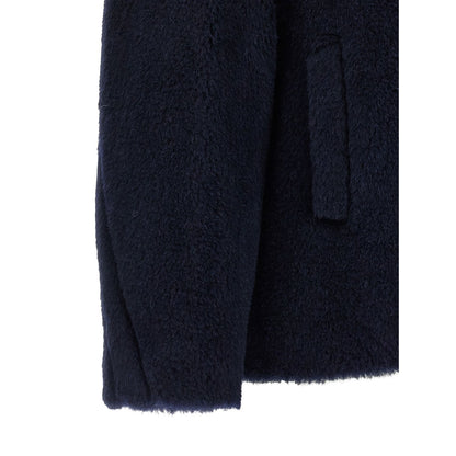 Max Mara Blue Alpaca Leather Coat