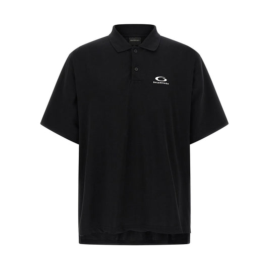Balenciaga Black Cotton Polo Shirt