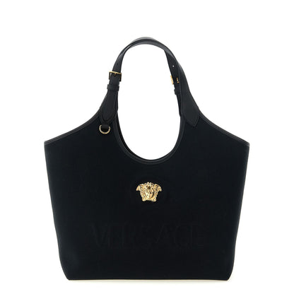 Versace Black Cotton Tote Bag