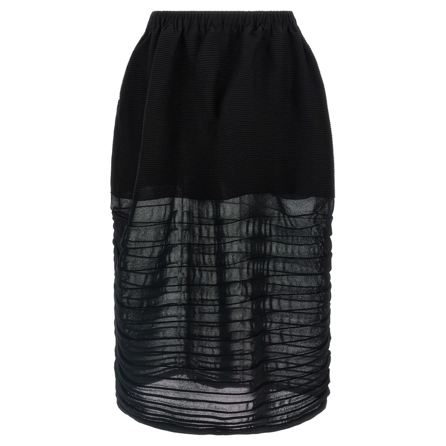 Issey Miyake Black Polyester Midi Skirt