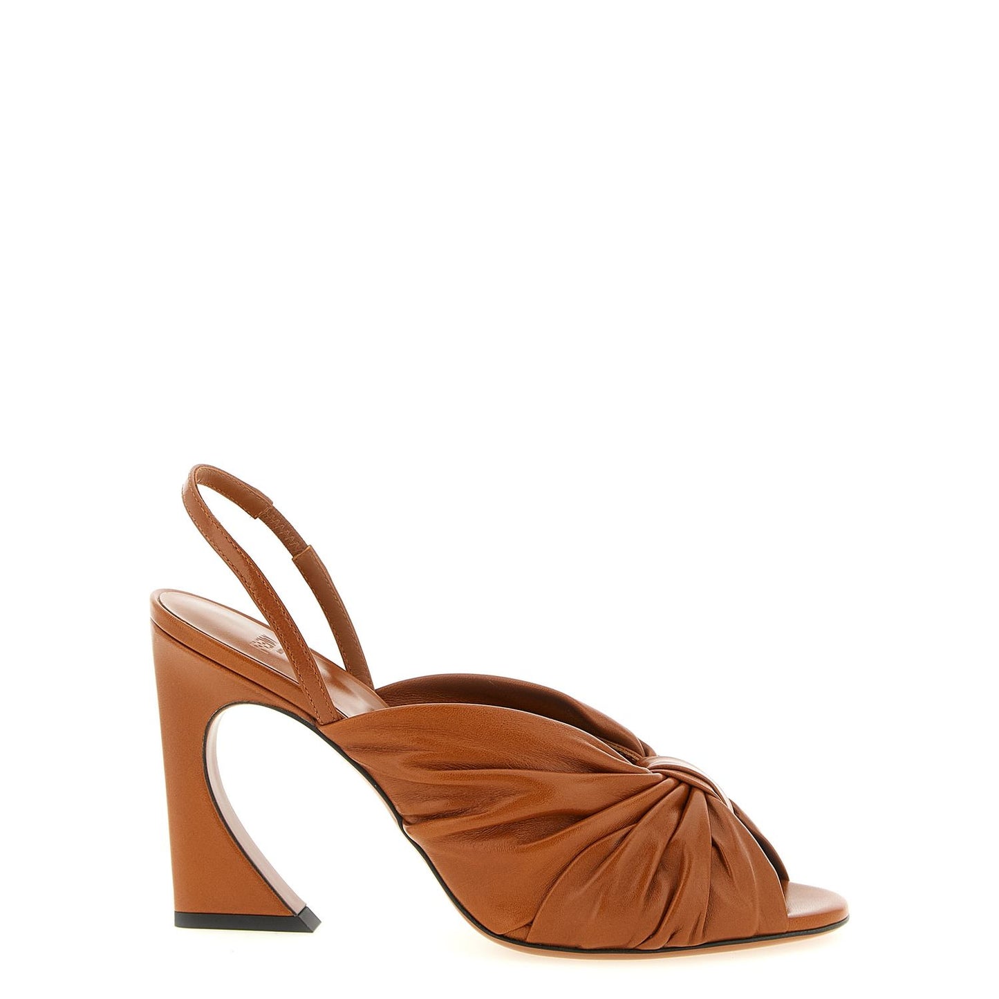Fendi Brown Lamb Leather Stiletto Heel Sandals