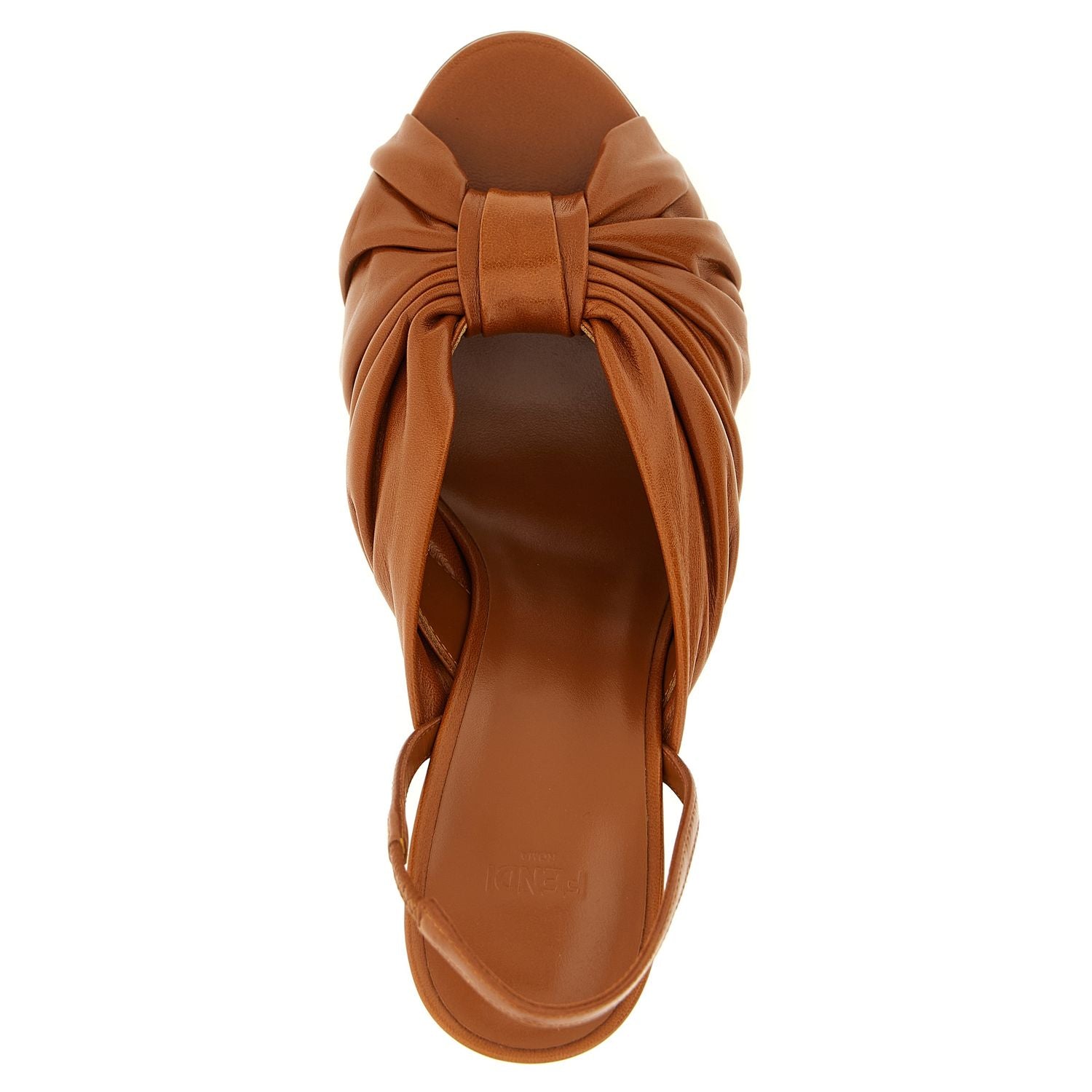 Fendi Brown Lamb Leather Stiletto Heel Sandals