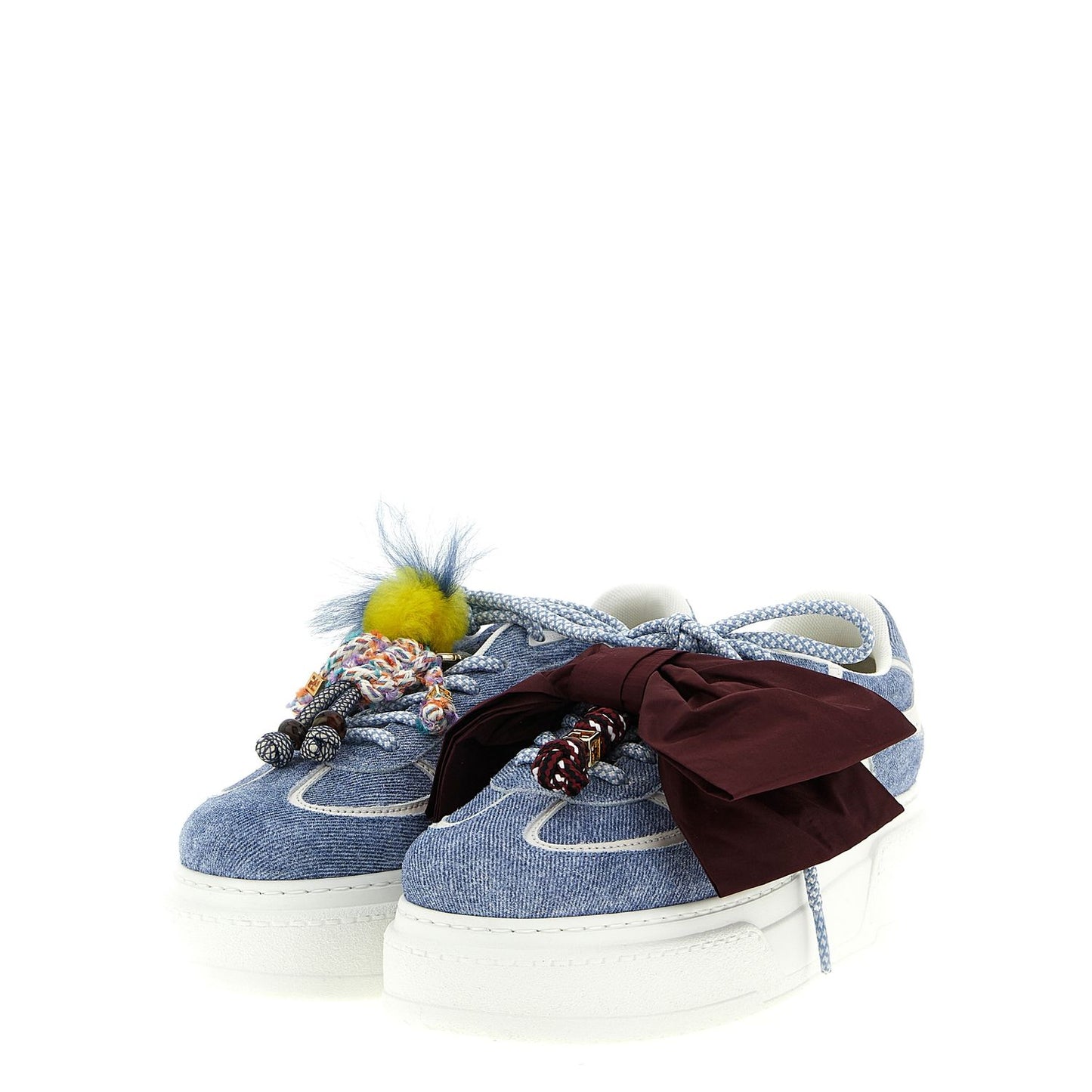Fendi Blue Calfskin Platform Sneakers