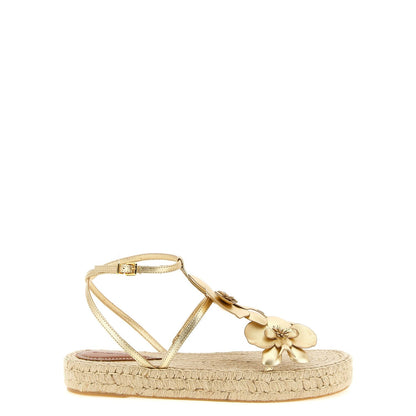Zimmermann Gold Leather Flat Sandals