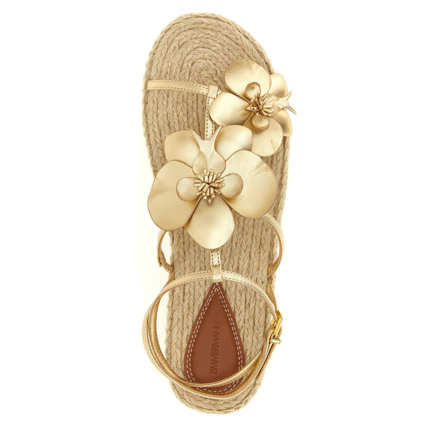 Zimmermann Gold Leather Flat Sandals