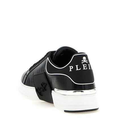 Philipp Plein Black Cowhide Low Top Sneakers