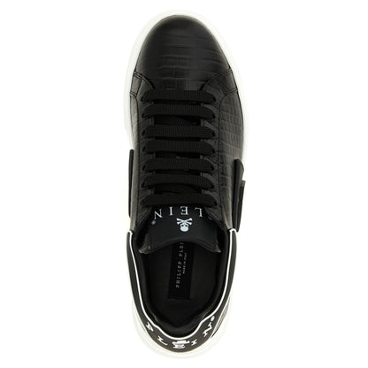 Philipp Plein Black Cowhide Low Top Sneakers