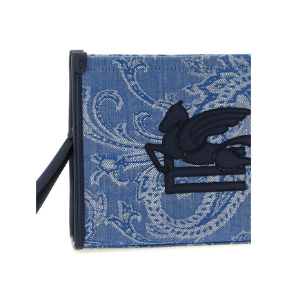 Etro Blue Cotton Clutch Bag