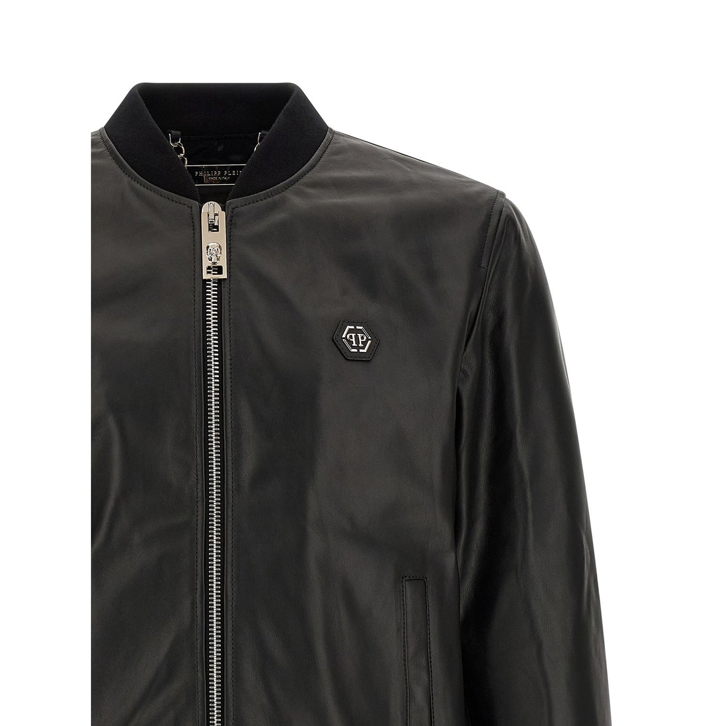 Philipp Plein Black Lambskin Leather Jacket