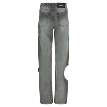 Off-White Gray Cotton Straight-Leg Jeans
