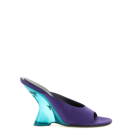 Dries Van Noten Purple Cotton Wedge Sandals