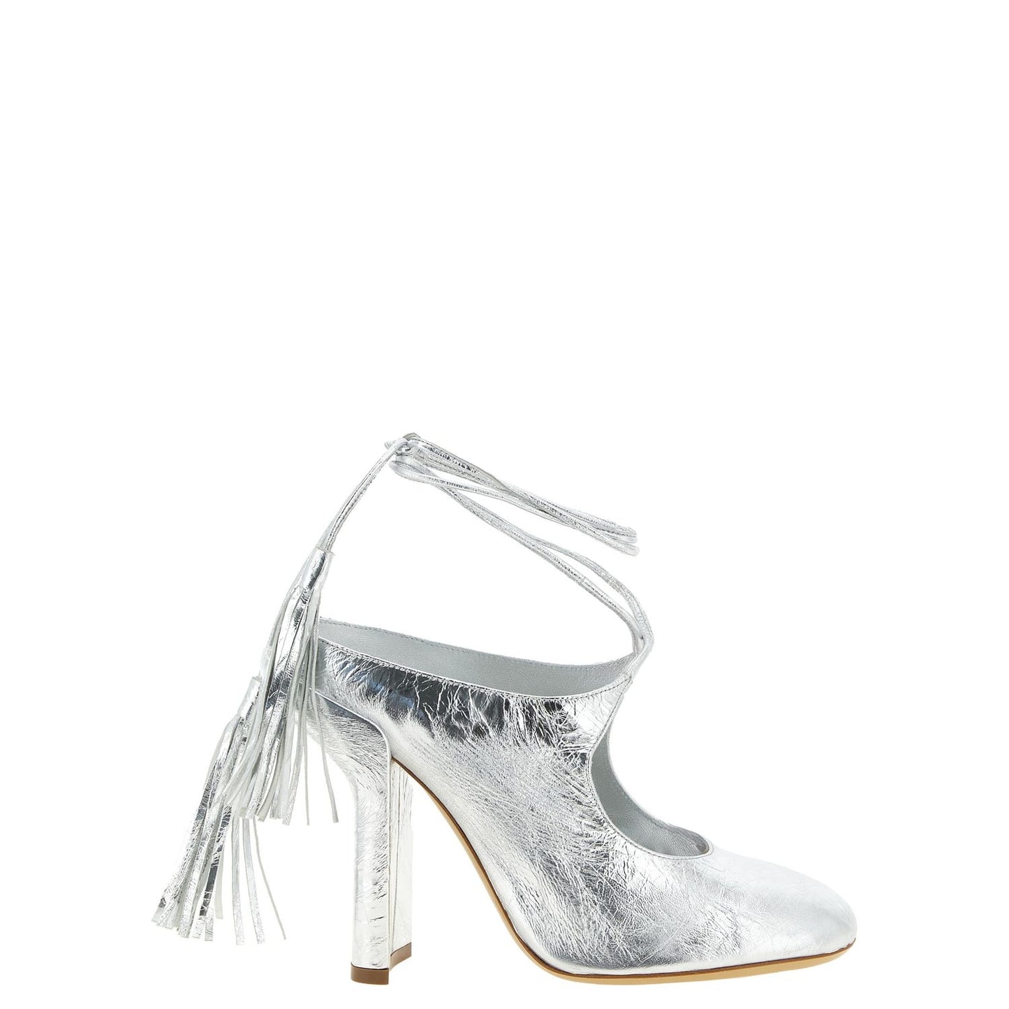 Dries Van Noten Silver Lamb Leather High Heel Pumps