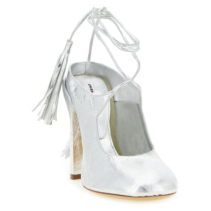 Dries Van Noten Silver Lamb Leather High Heel Pumps