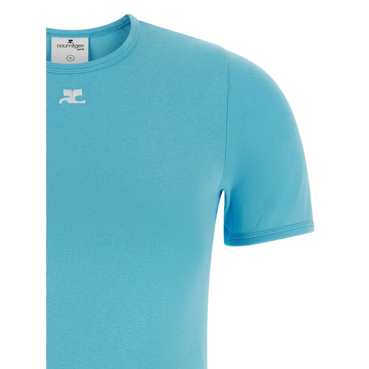 Courrèges Blue Cotton T-Shirt