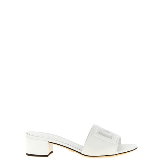 Dolce & Gabbana White Calfskin Platform Sandals