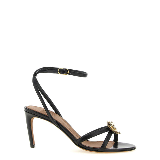 Dolce & Gabbana Black Calfskin Stiletto Heel Sandals