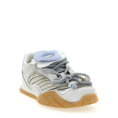 Fendi Gray Calfskin Athletic Sneakers