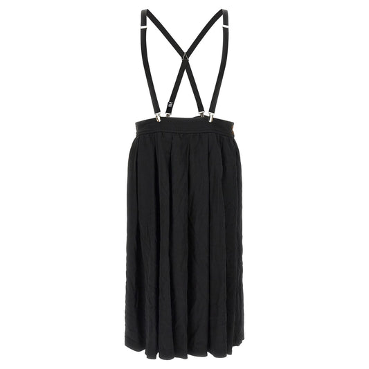 Comme Des Garçons Black Polyester Midi Skirt