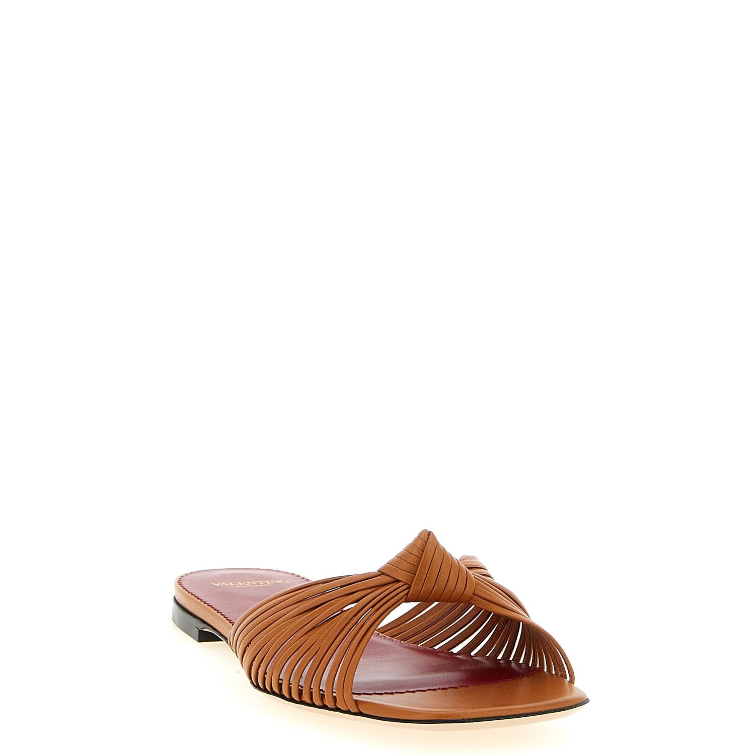 Valentino Garavani Brown Goatskin Slides