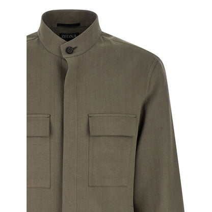ZEGNA Gray Linen Blouse