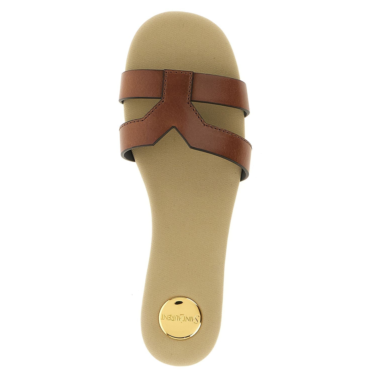 Saint Laurent Brown Calfskin Slides