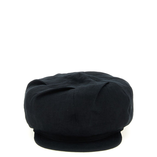Yohji Yamamoto Black Linen Fatcap Hat