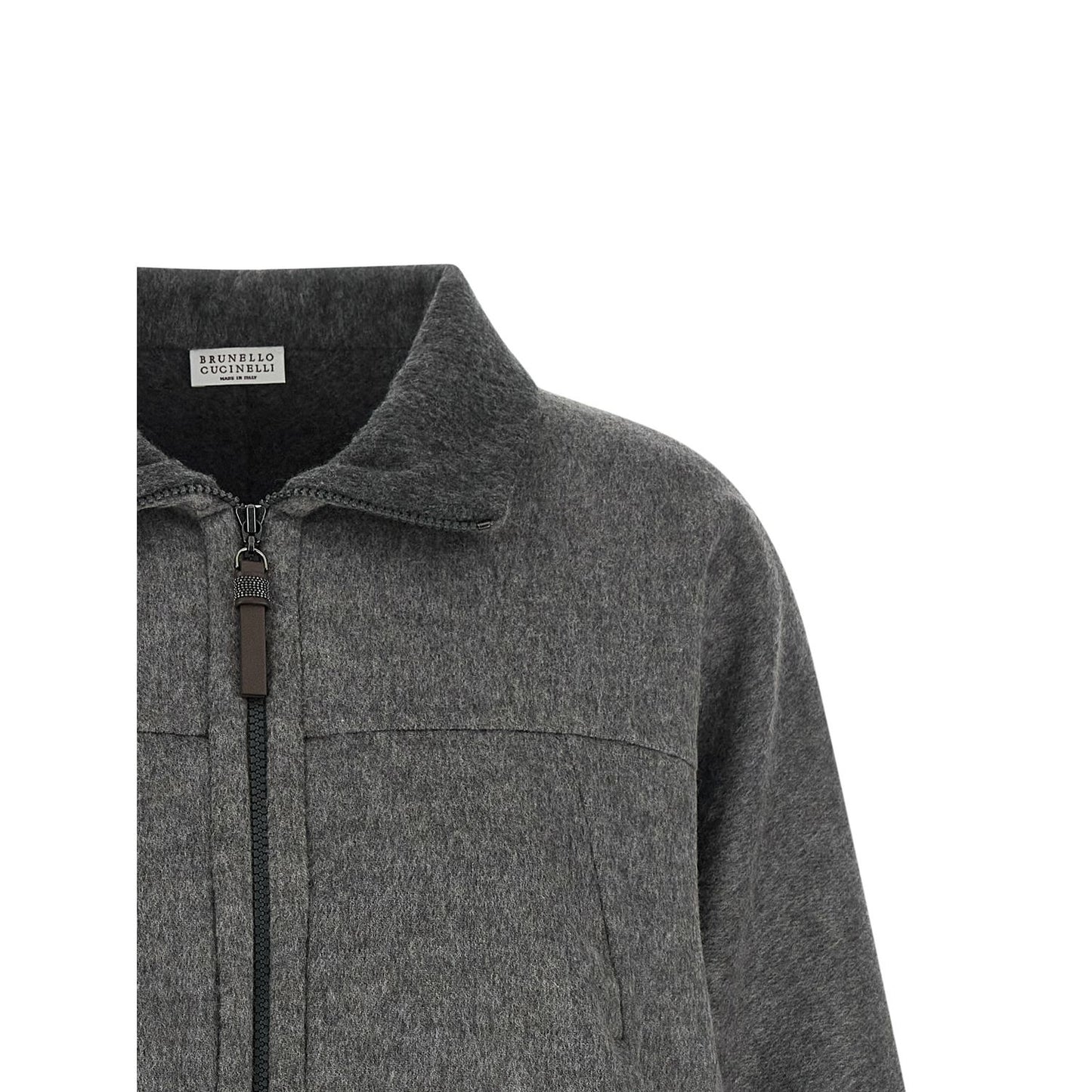 Brunello Cucinelli Gray Virgin Wool Full-Length Jacket