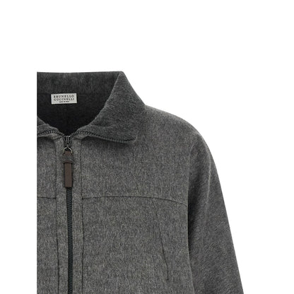 Brunello Cucinelli Gray Virgin Wool Full-Length Jacket