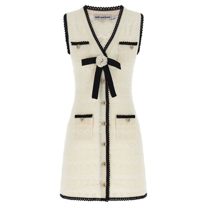 Self-Portrait Bicolor Cotton Short Dress