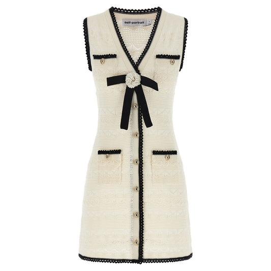 Self-Portrait Bicolor Cotton Short Dress