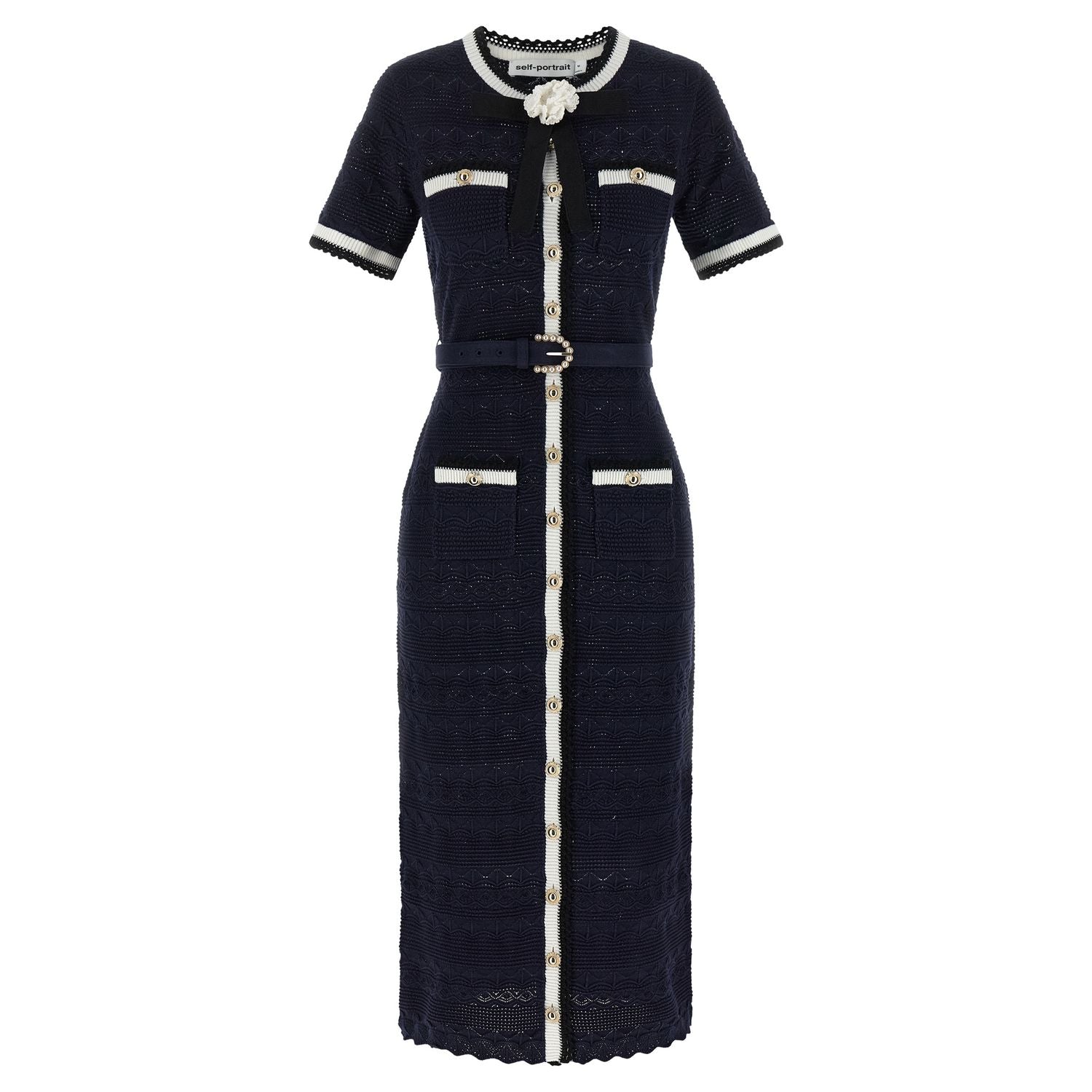 Self-Portrait Blue Cotton Midi Dress