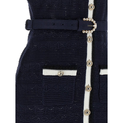 Self-Portrait Blue Cotton Midi Dress