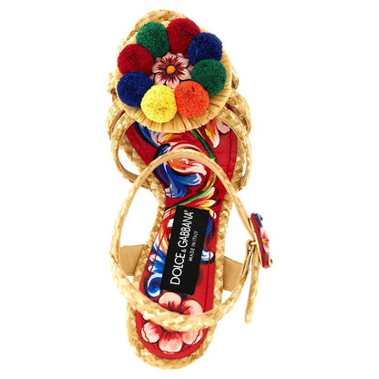 Dolce & Gabbana Multicolor Viscose Stiletto Heel Sandals