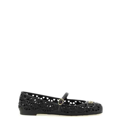 Valentino Garavani Black Polyvinyl Ballet Flats