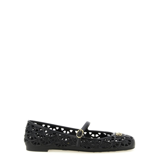 Valentino Garavani Black Polyvinyl Ballet Flats