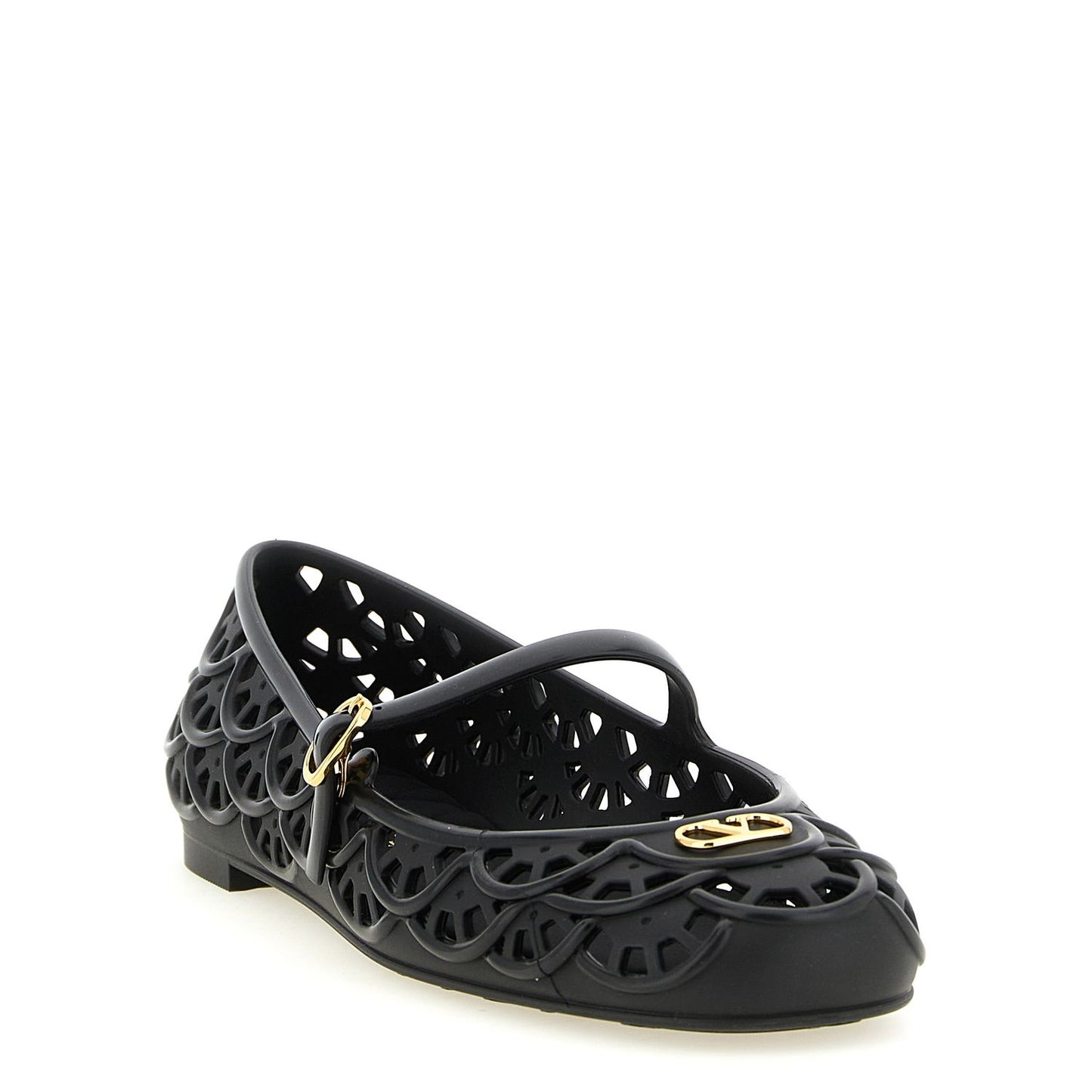Valentino Garavani Black Polyvinyl Ballet Flats