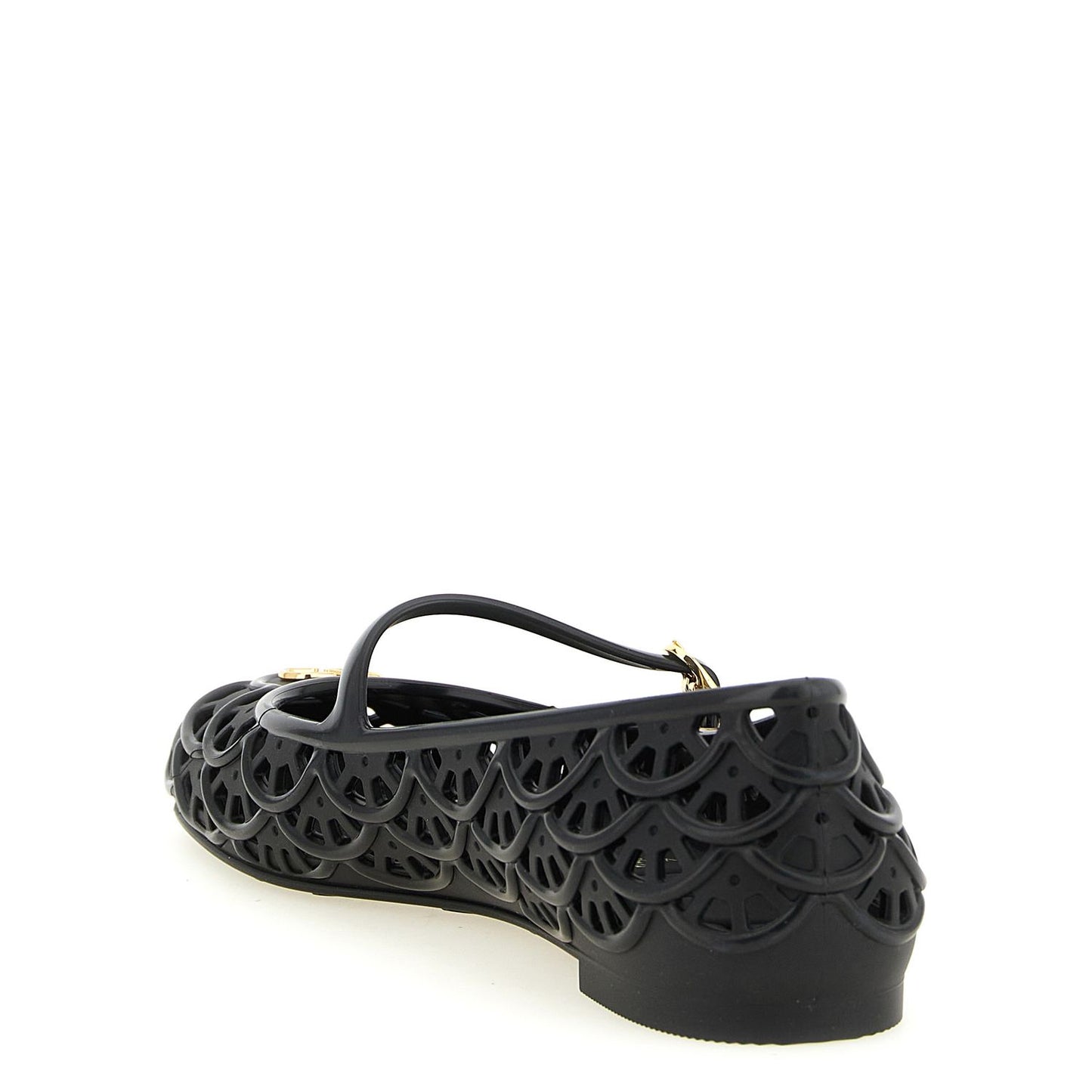 Valentino Garavani Black Polyvinyl Ballet Flats