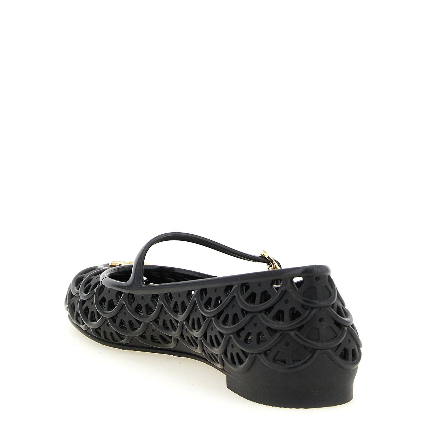 Valentino Garavani Black Polyvinyl Ballet Flats