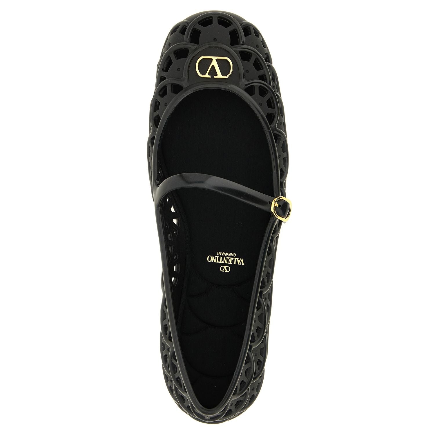 Valentino Garavani Black Polyvinyl Ballet Flats