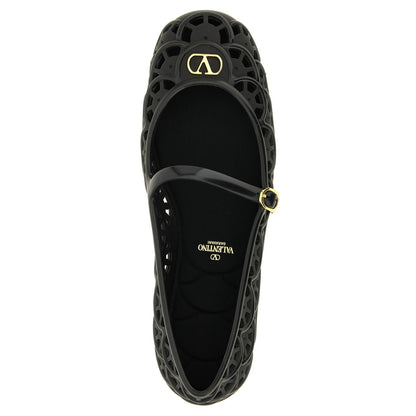 Valentino Garavani Black Polyvinyl Ballet Flats