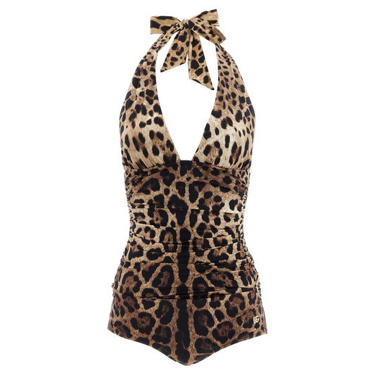 Dolce & Gabbana Brown Polyamide One-Piece Swimsuit